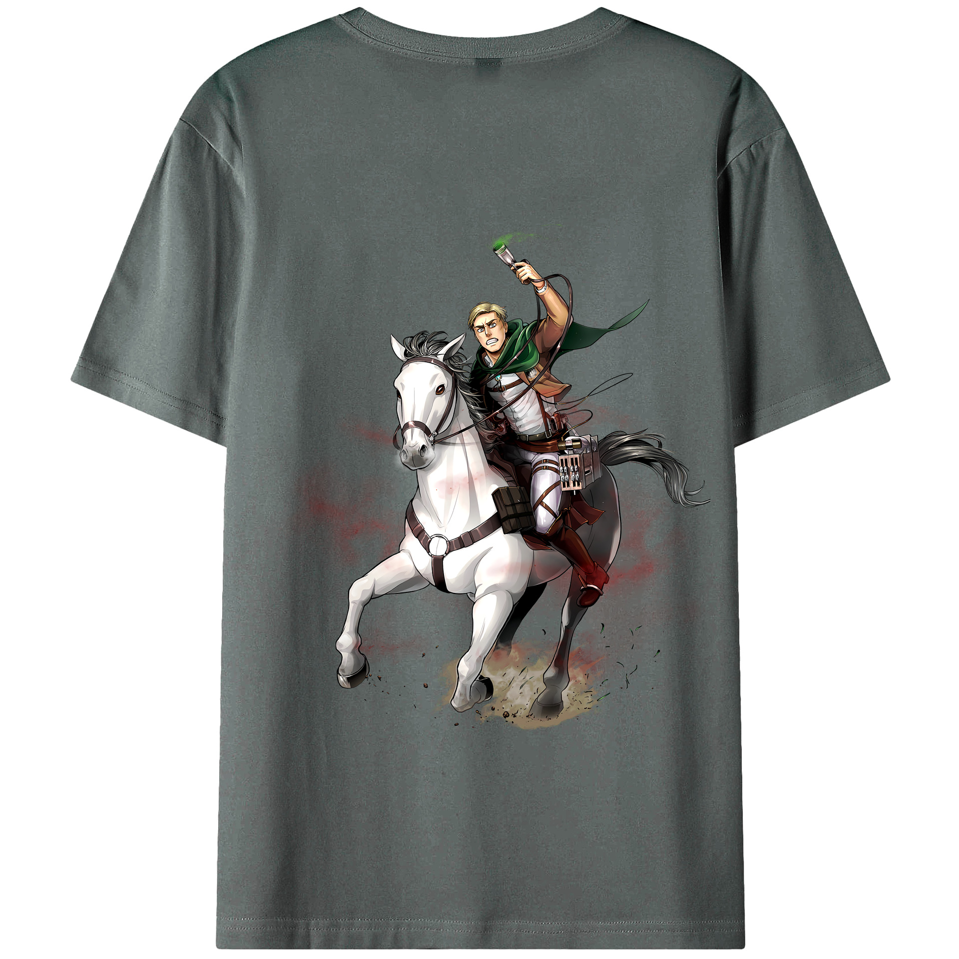 （画像用） 進撃の巨人 エルヴィン・スミス Attack on Titan Erwin Smith 綿100％半袖Tシャツ（背面プリント）